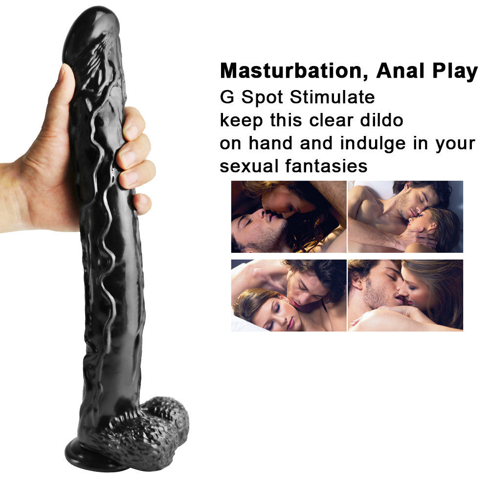 42 CM Long Noir Ventouse Gode Enorme