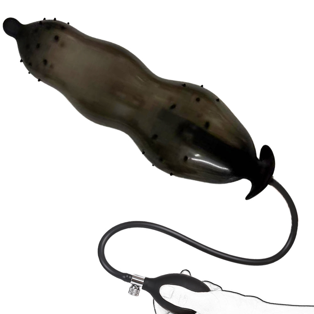 Plug Anal Gonflable Noir à Billes et Picots