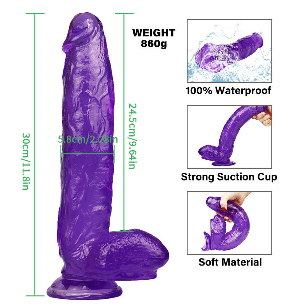 Gros Gode En Jelly Souple Violet épais 27,9 cm