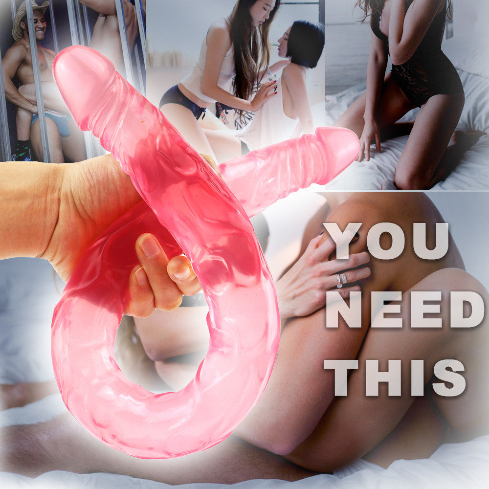 55 cm Réaliste XXL Rose Jelly Gode Double