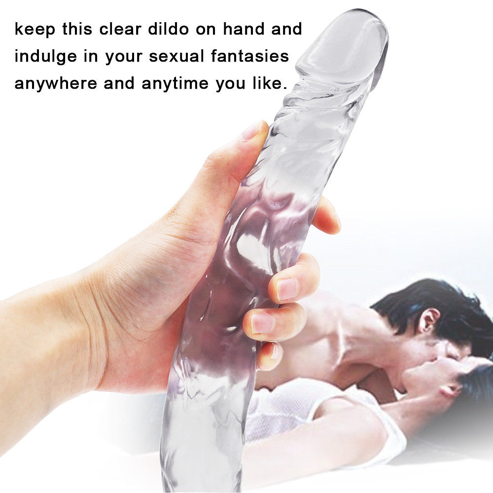 Double Gode Jelly Souple Transparent pour Couple 55 cm