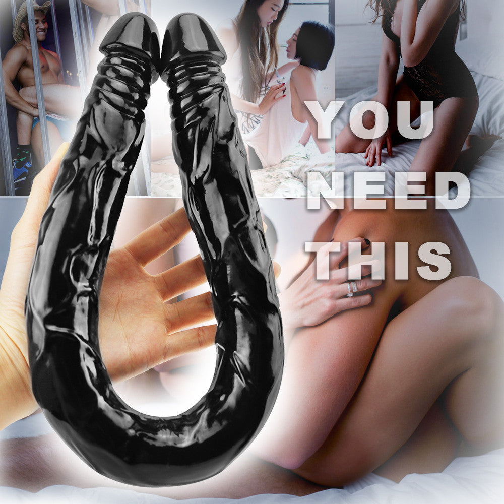 55 CM Long Noir Double Gode Lesbienne