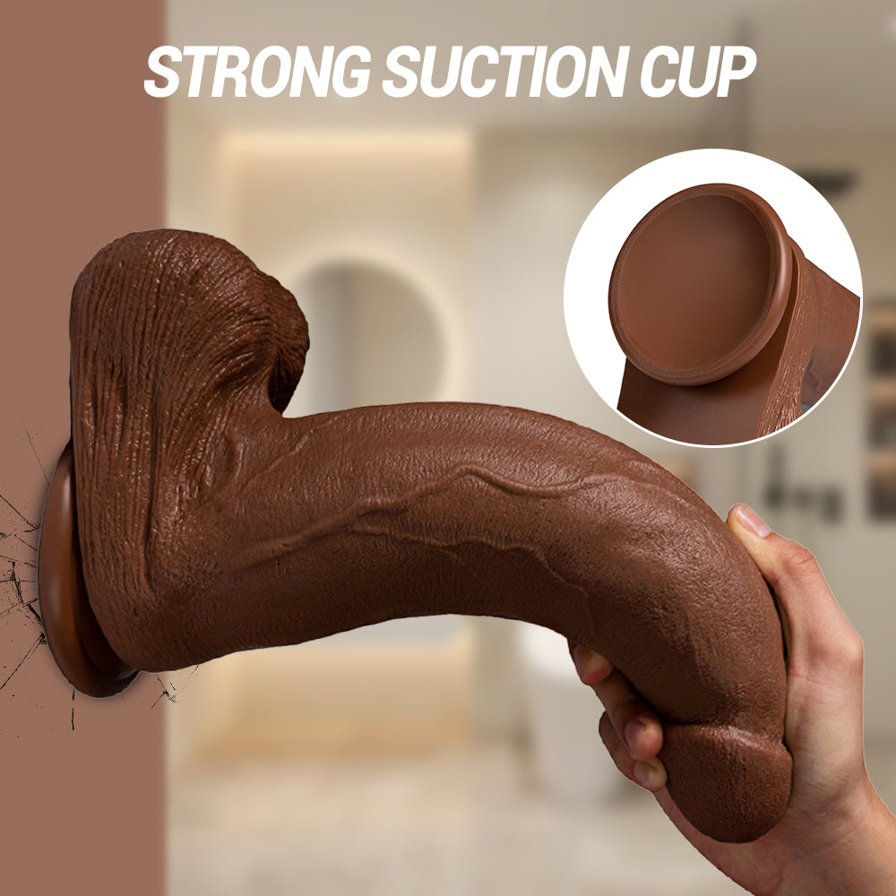 Gode Conique Marron Épais avec Ventouse 34 cm