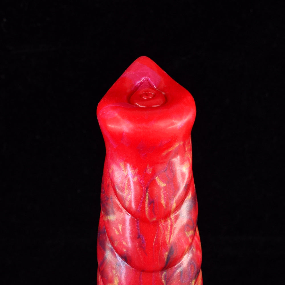 Gode Loup Texturé Rouge Hellfire avec Nœud 24 cm