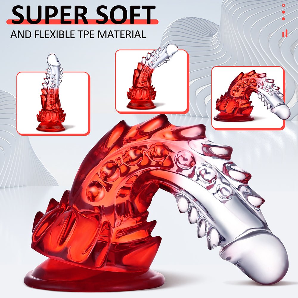 Gode Dragon en Verre Transparent Fantasy 23,8 cm avec Pointes