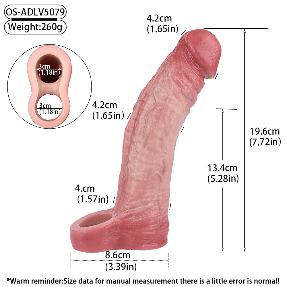 19,6 cm Réaliste Souple Gaine à Pénis Vibrante