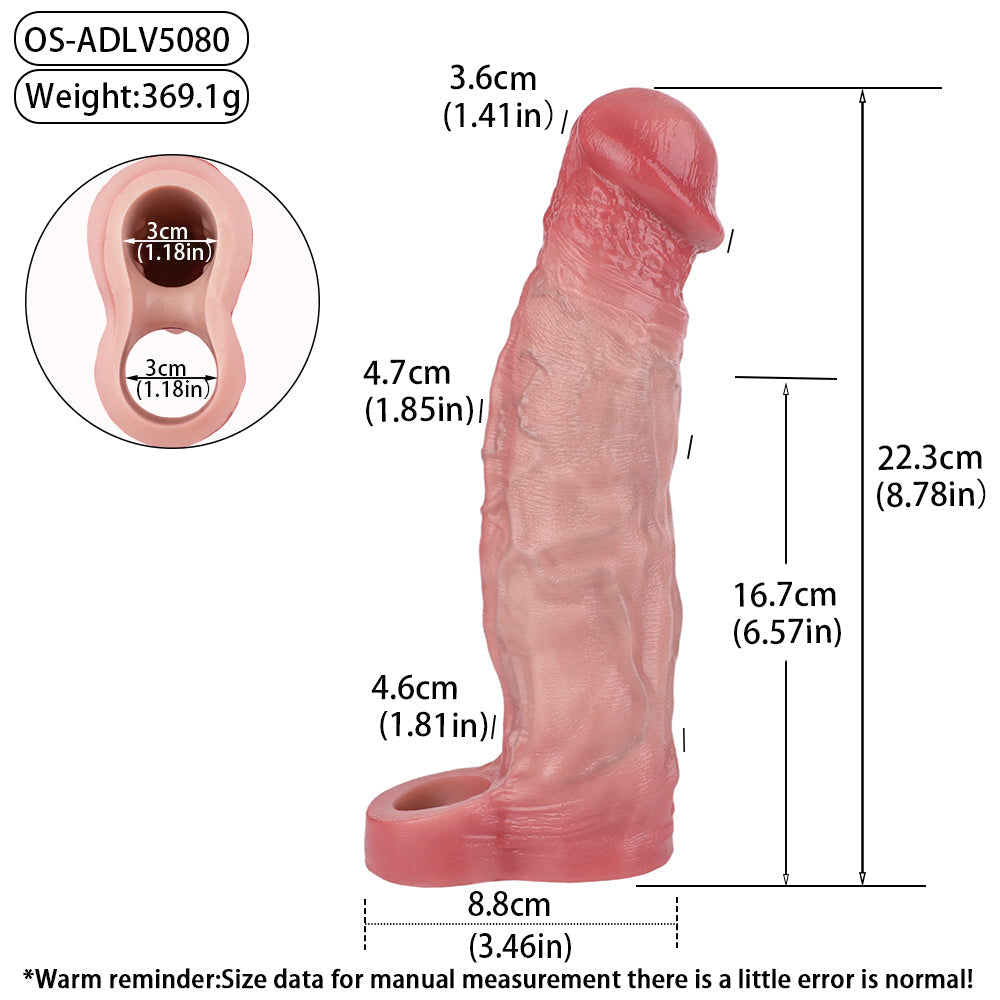 22,3 Cm Gaine Pénienne Vibrante Texturée Réaliste