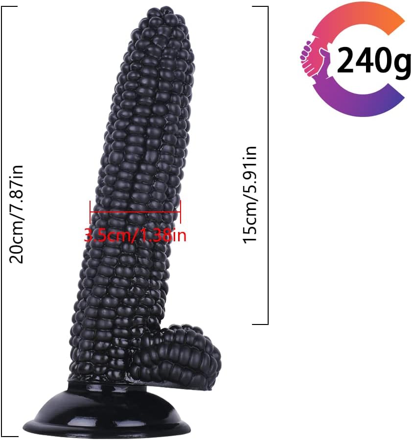 Gode Maïs Fantasy Noir 20 cm avec Ventouse