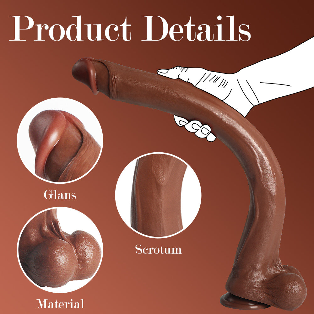 Gode Extra Long Marron avec Ventouse 57,5 cm