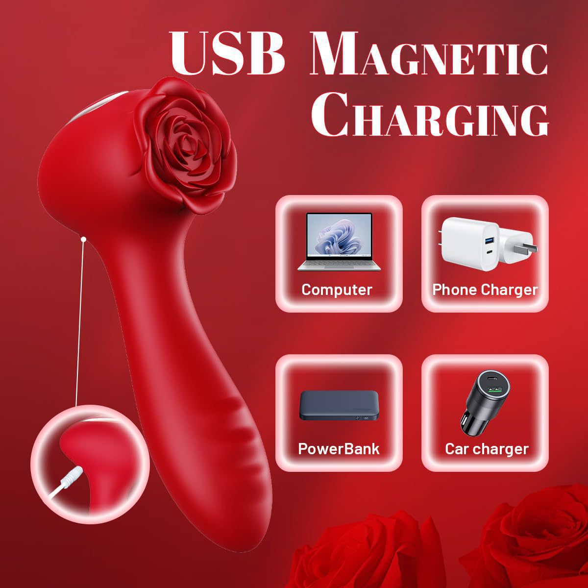 Stimulateur Clitoridien en Forme de Rose – Vibromasseur avec Télécommande