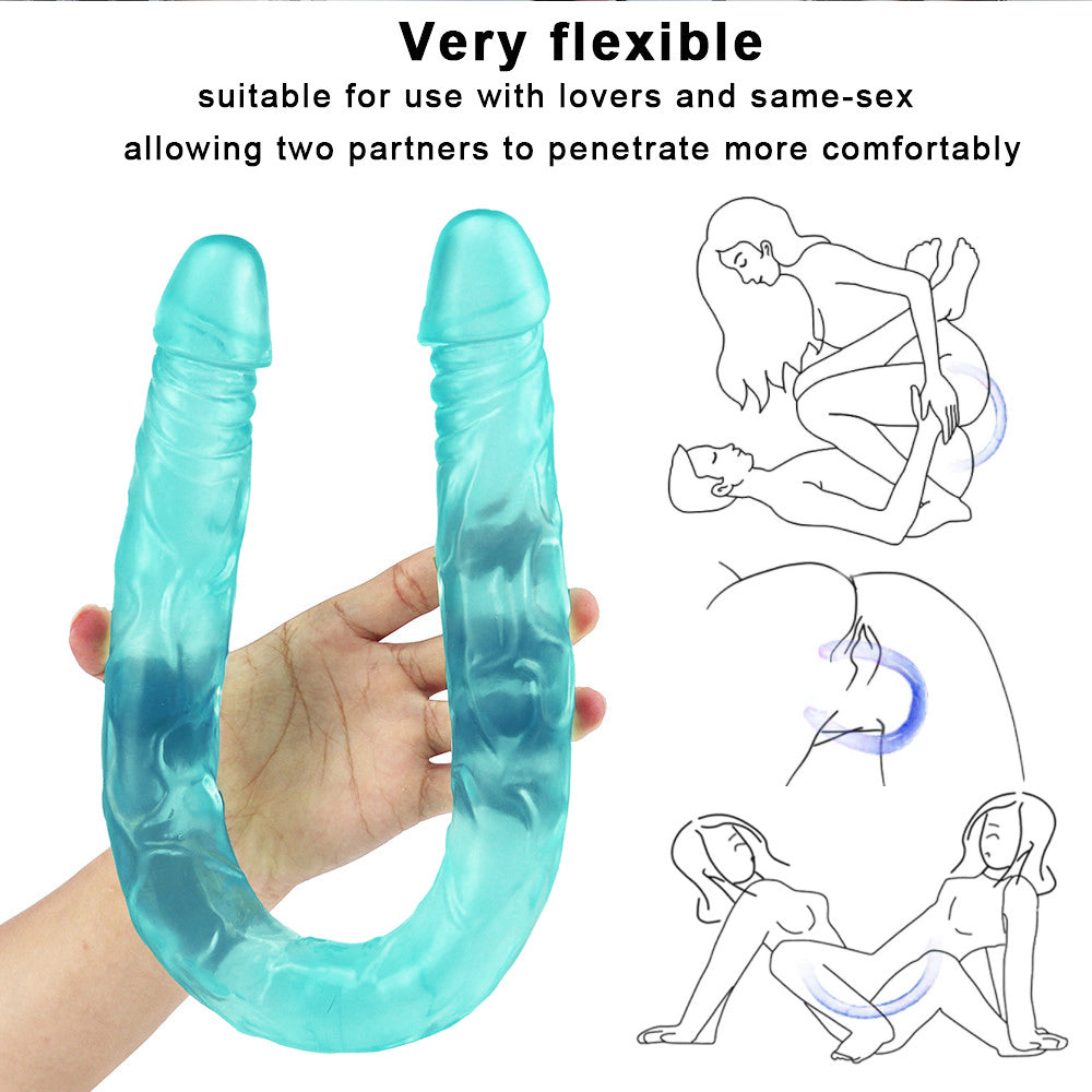55 cm Vert Souple Double Gode Pour Lesbienne