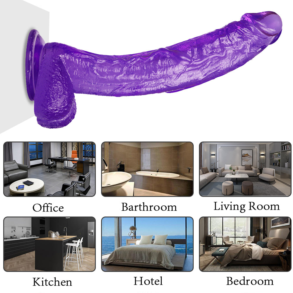 31 CM Violet Courbé Réaliste Gode Jelly