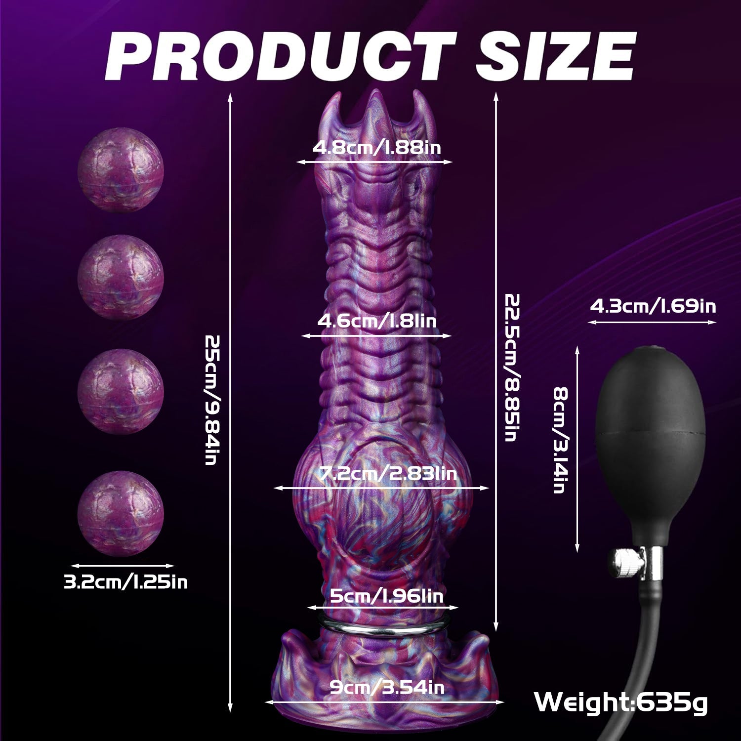 25CM Violet Monstrueux Oeuf Noeud Gode Alien