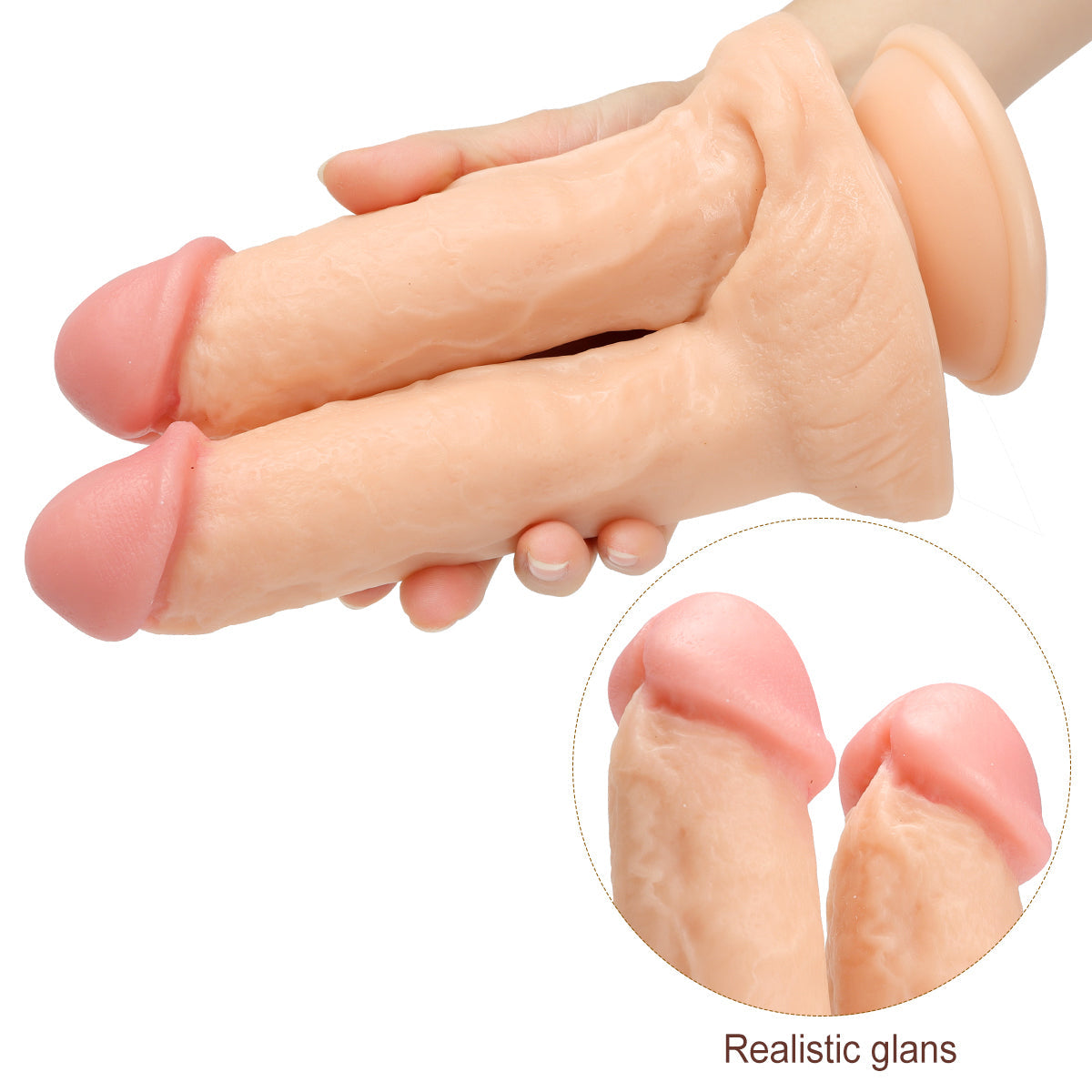 Gode Double Pénétration Ventouses Réaliste Veiné