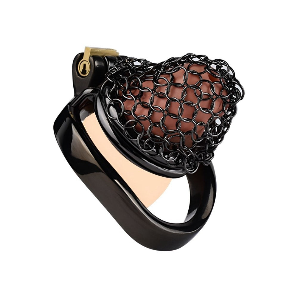 Cage de Chasteté Metal Homme Noir en Maille BDSM