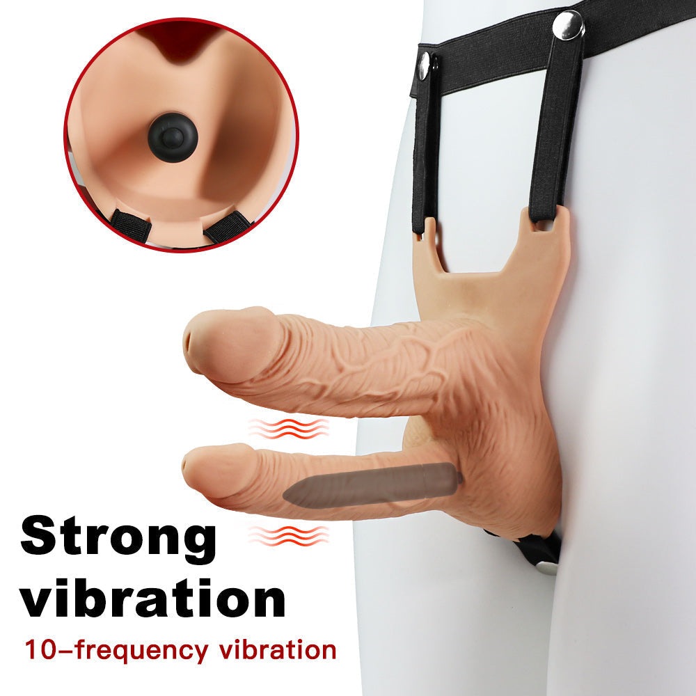 Gode Double Pénétration Vibrant Ceinture Creux