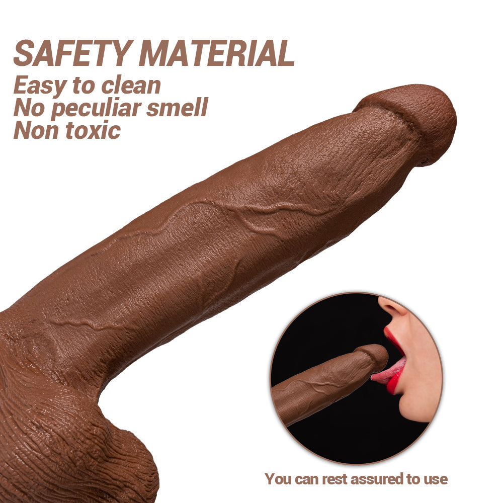 Gode Conique Marron Épais avec Ventouse 34 cm