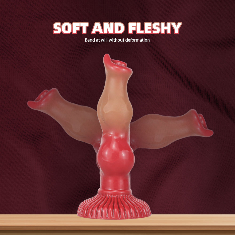 Gode Chien Rouge en Silicone Fantasy à Nœud