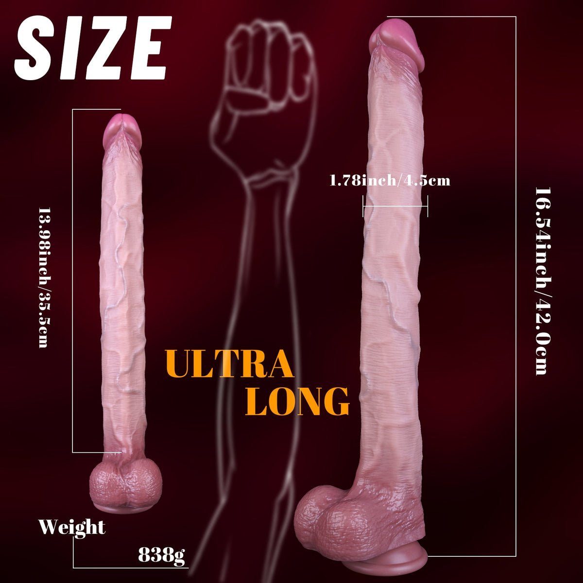 Gode Réaliste XXL Double Densité Extra Long 42 cm