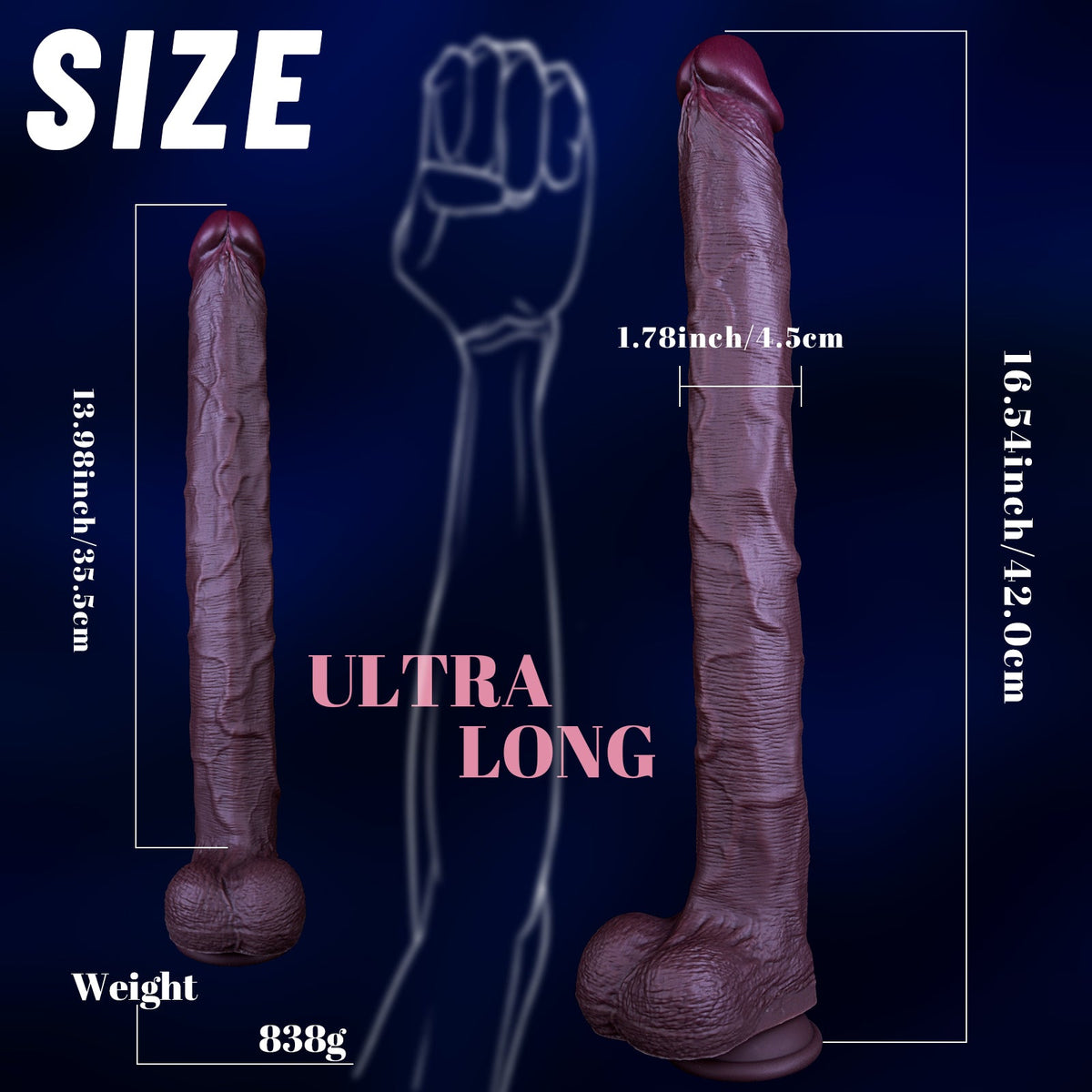 Gode Réaliste XXL Double Densité Extra Long 42 cm