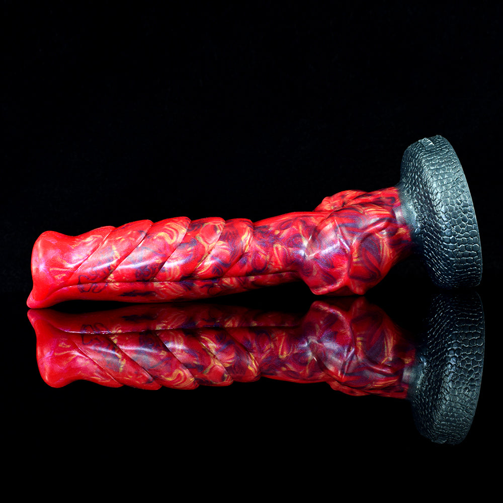 Gode Loup Texturé Rouge Hellfire avec Nœud 24 cm