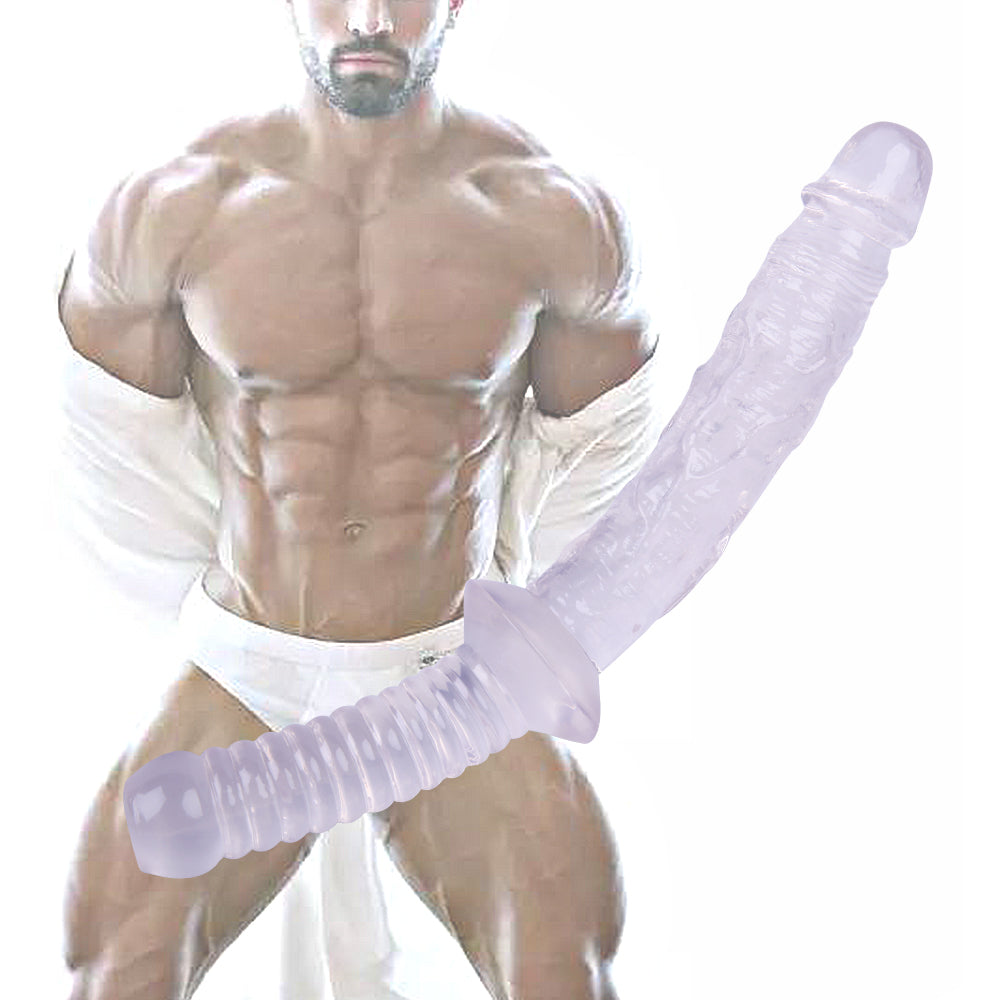 Gode Jelly Mou Transparent avec Poignée 32 cm