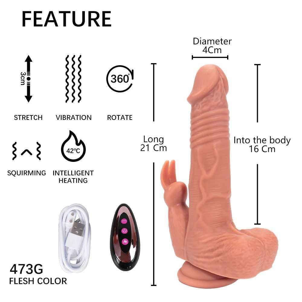 21 CM  Automatique Réaliste Vibrant Gode Rabbit
