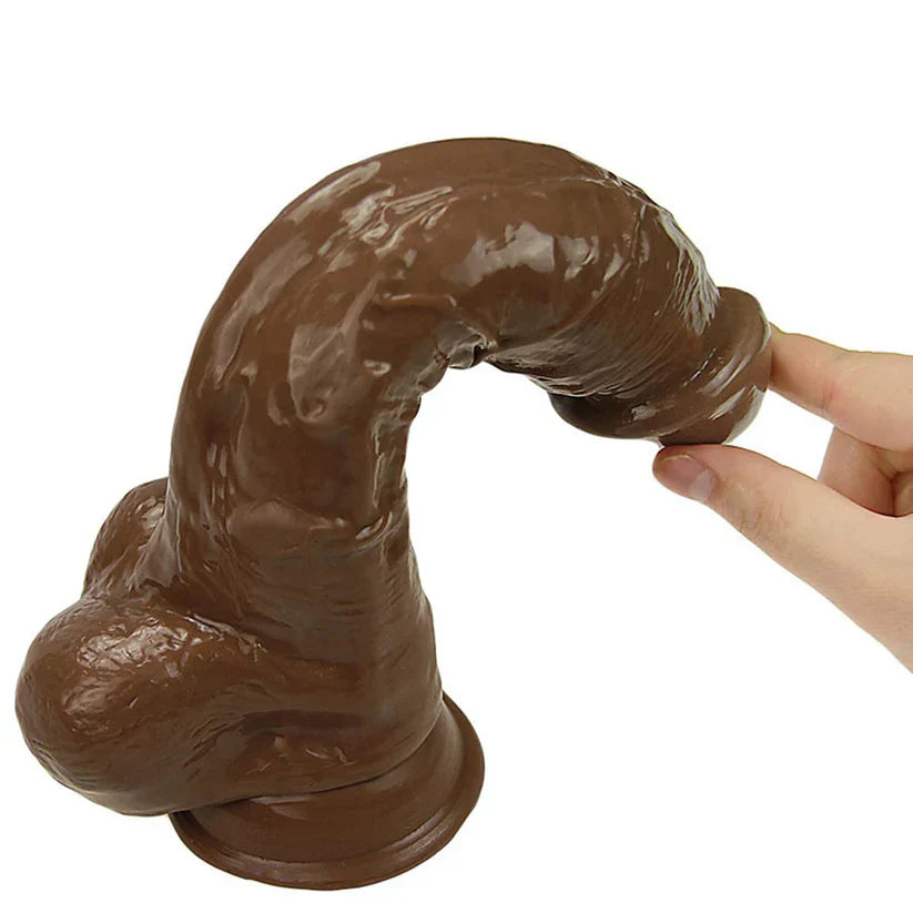 24.5CM Marron Réaliste Courbé Gode Ventouse