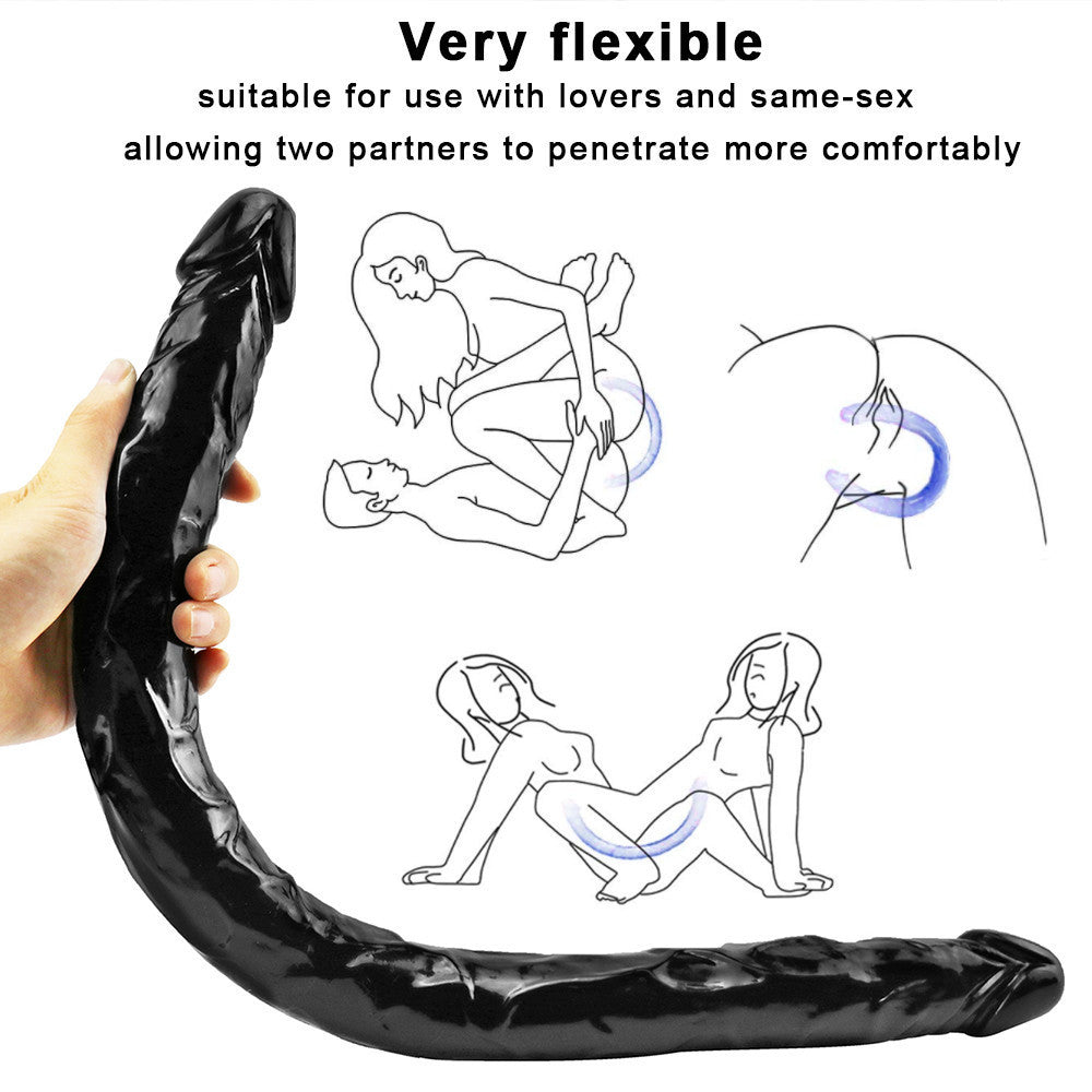 55 CM Long Noir Double Gode Lesbienne