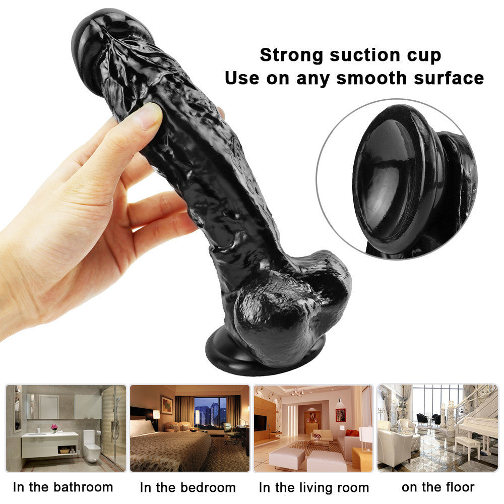Gode Réaliste Noir Big avec Ventouse 23 cm
