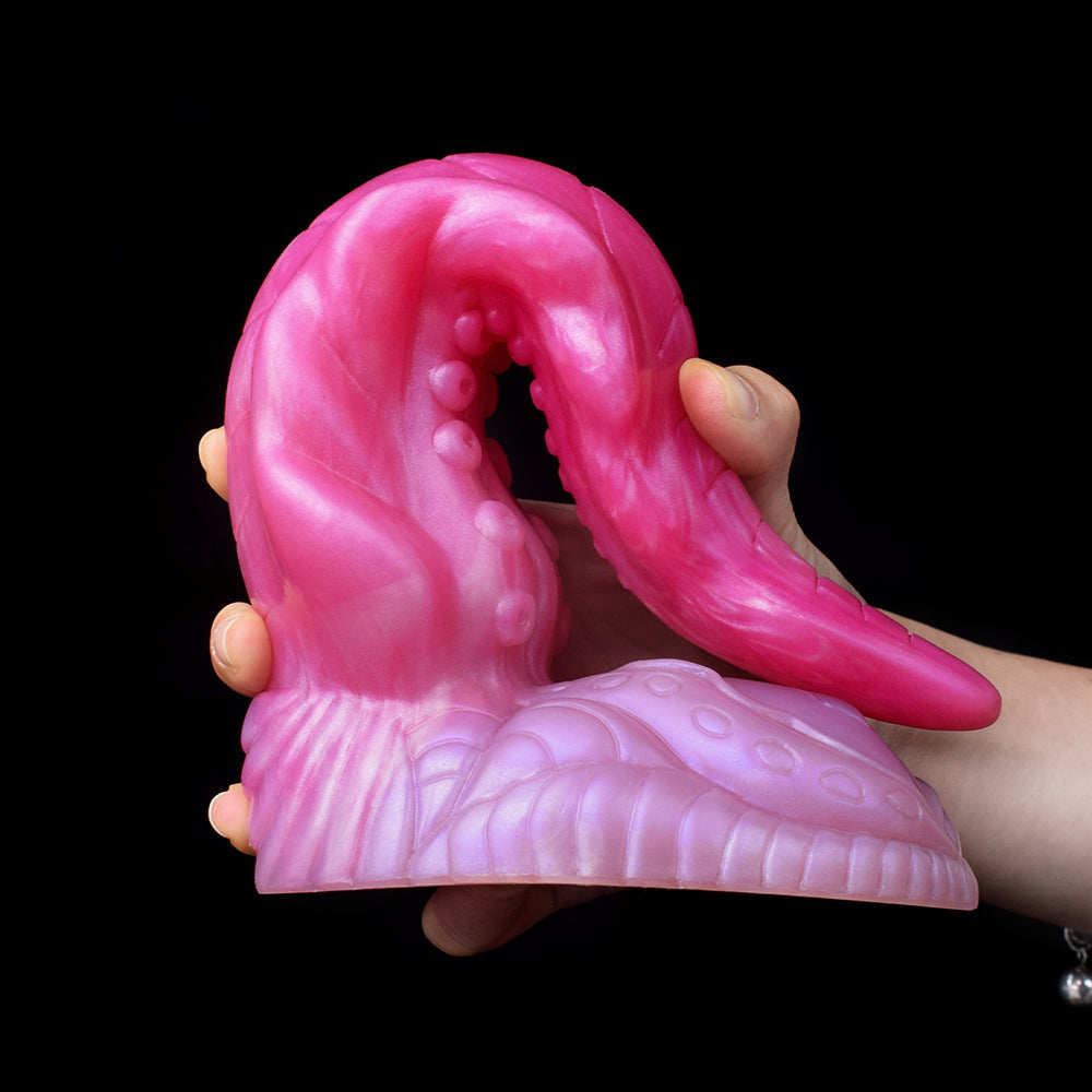 23,5 Cm Rose Gode Tentacule Monstre Courbé