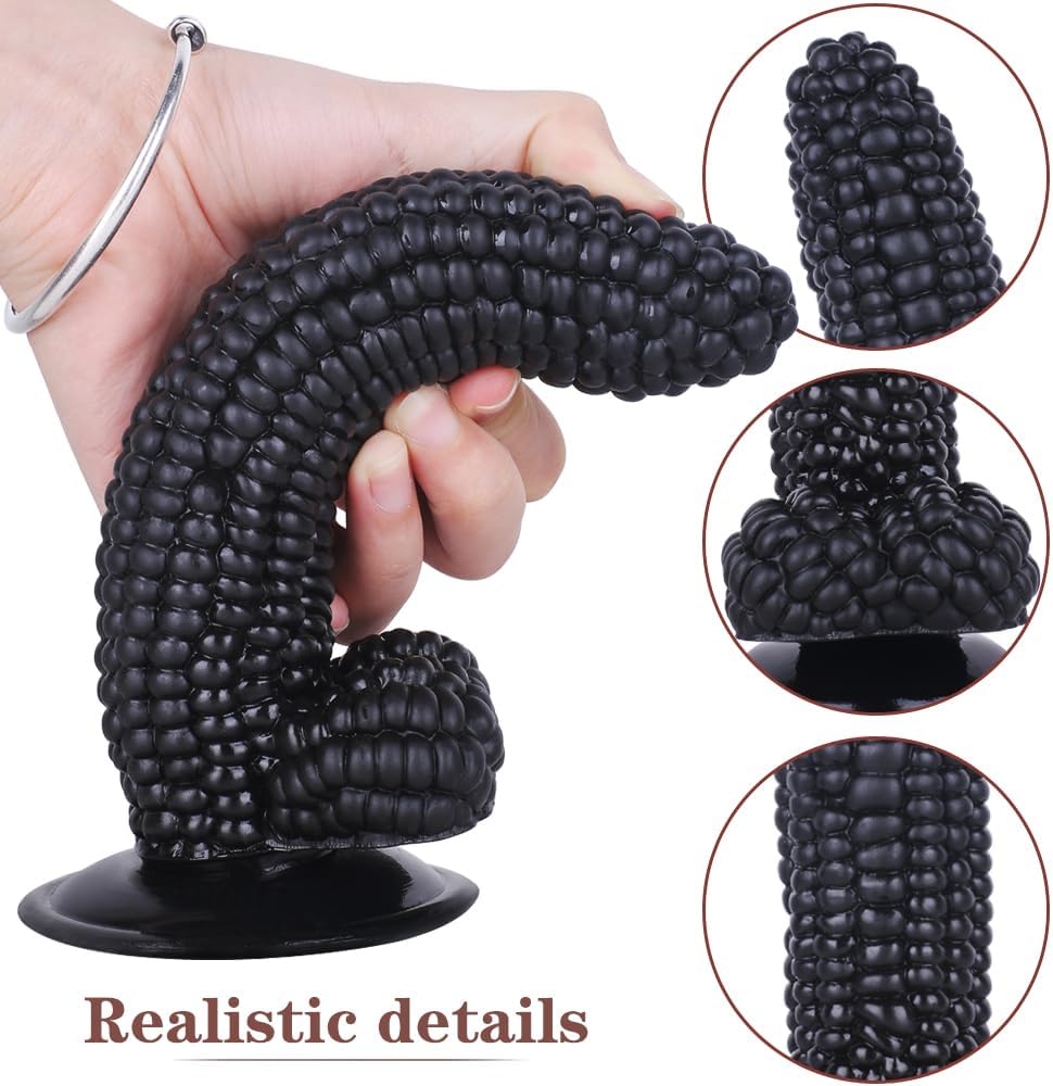 Gode Maïs Fantasy Noir 20 cm avec Ventouse