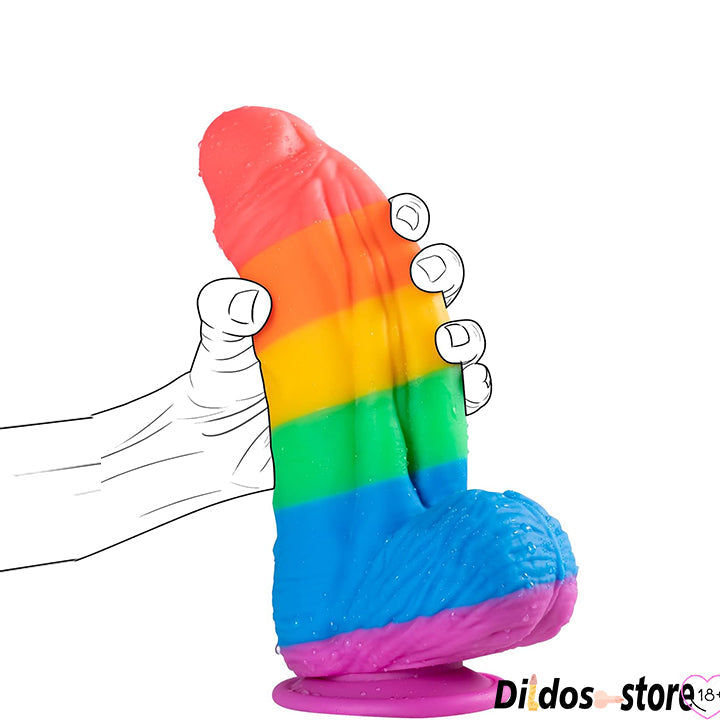 Gode Réaliste épais Arc-en-ciel 25,4 cm
