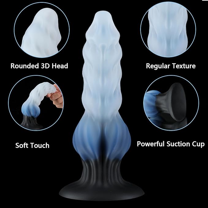 Gode Chien Fantasy Nervuré en Silicone avec Nœud 22 cm