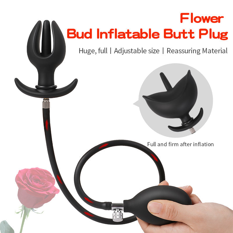 Plug Anal Gonflable Silicone Souple Bouton De Fleur