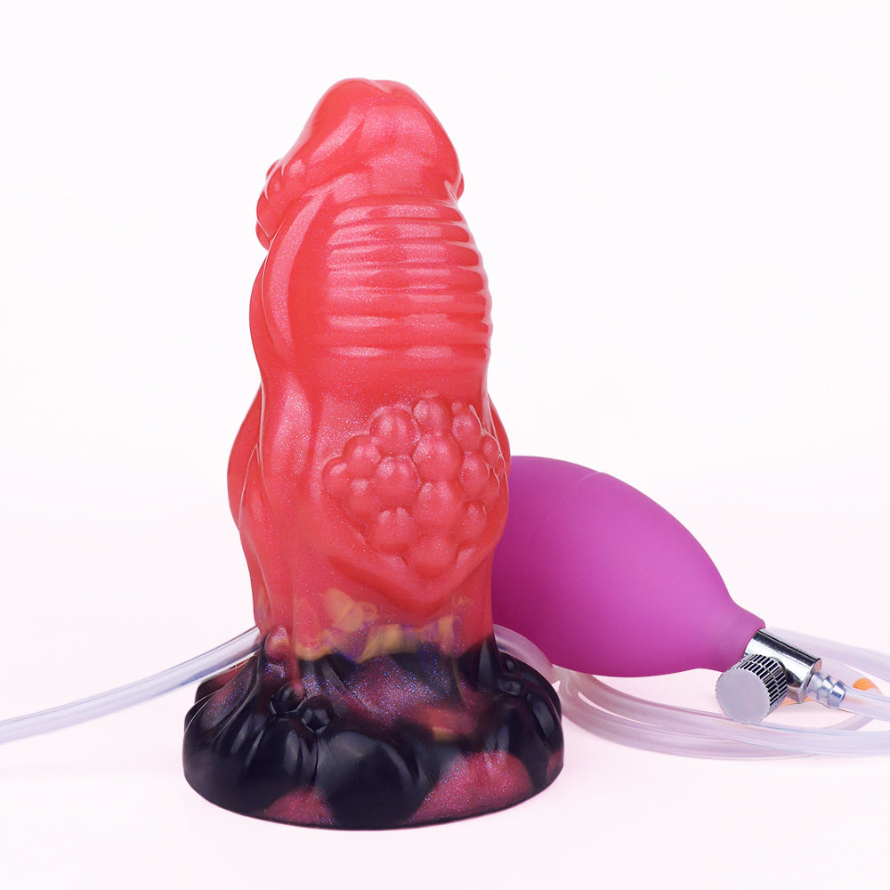 14 Cm Rouge Gode Gonflable Éjaculateur En Silicone