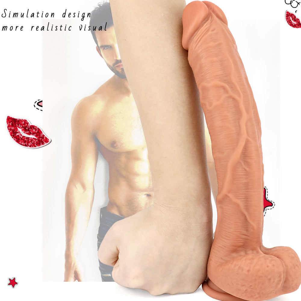30 CM Long Souple Réaliste Courbé Gode Geant