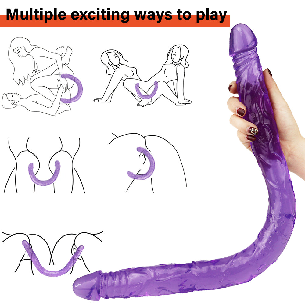Double Gode Souple Violet XXL 55 cm