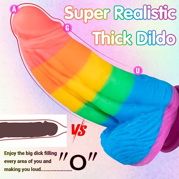 Gode Réaliste épais Arc-en-ciel 25,4 cm