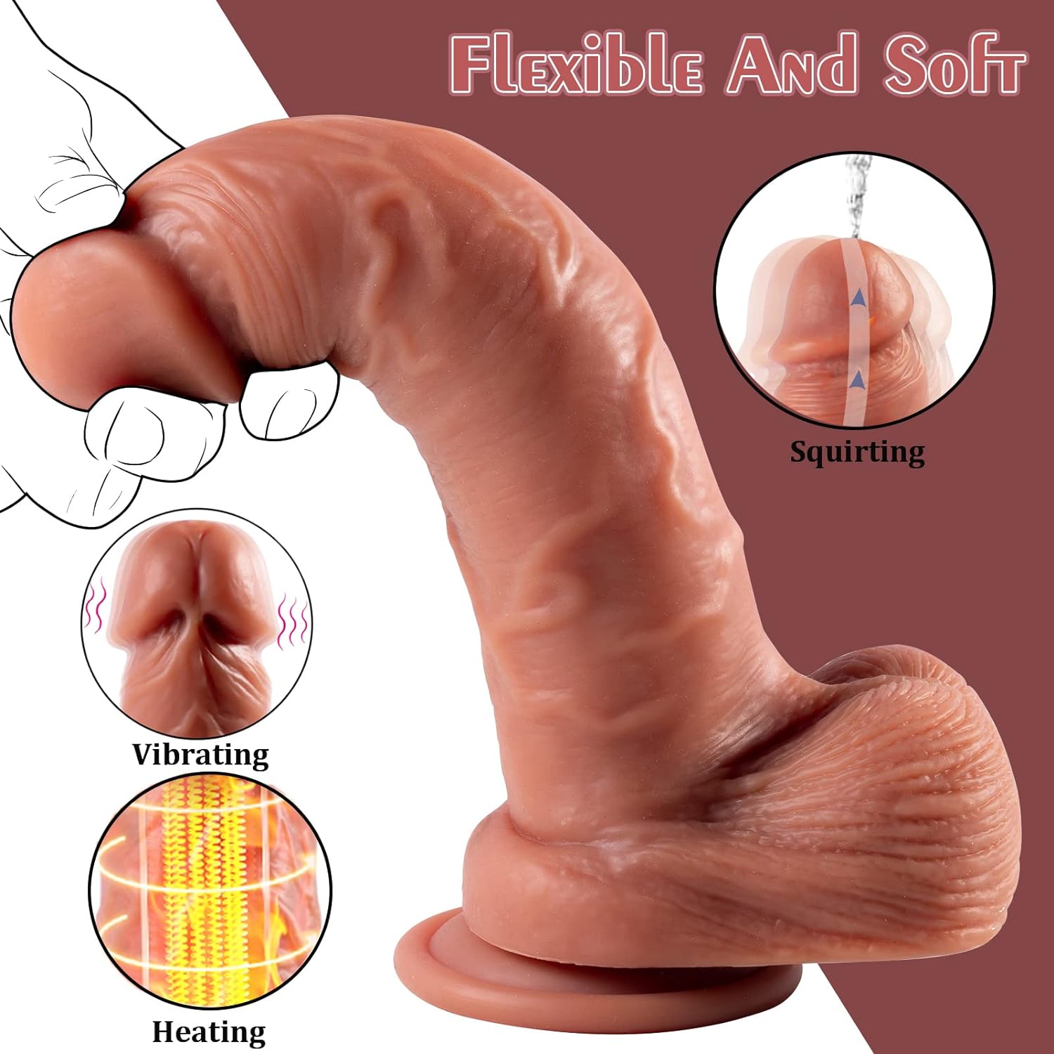 Gode Ejaculateur RéalisteVibrant Va-et-vient 20,3 cm
