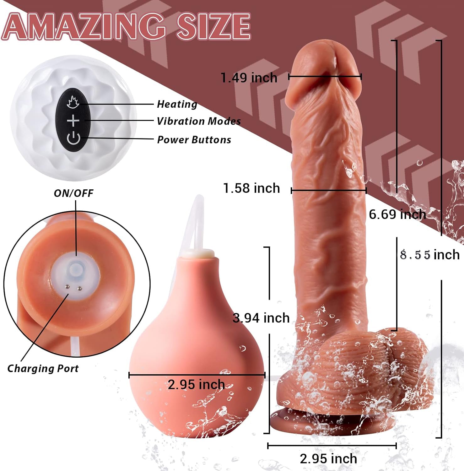 Gode Ejaculateur RéalisteVibrant Va-et-vient 20,3 cm
