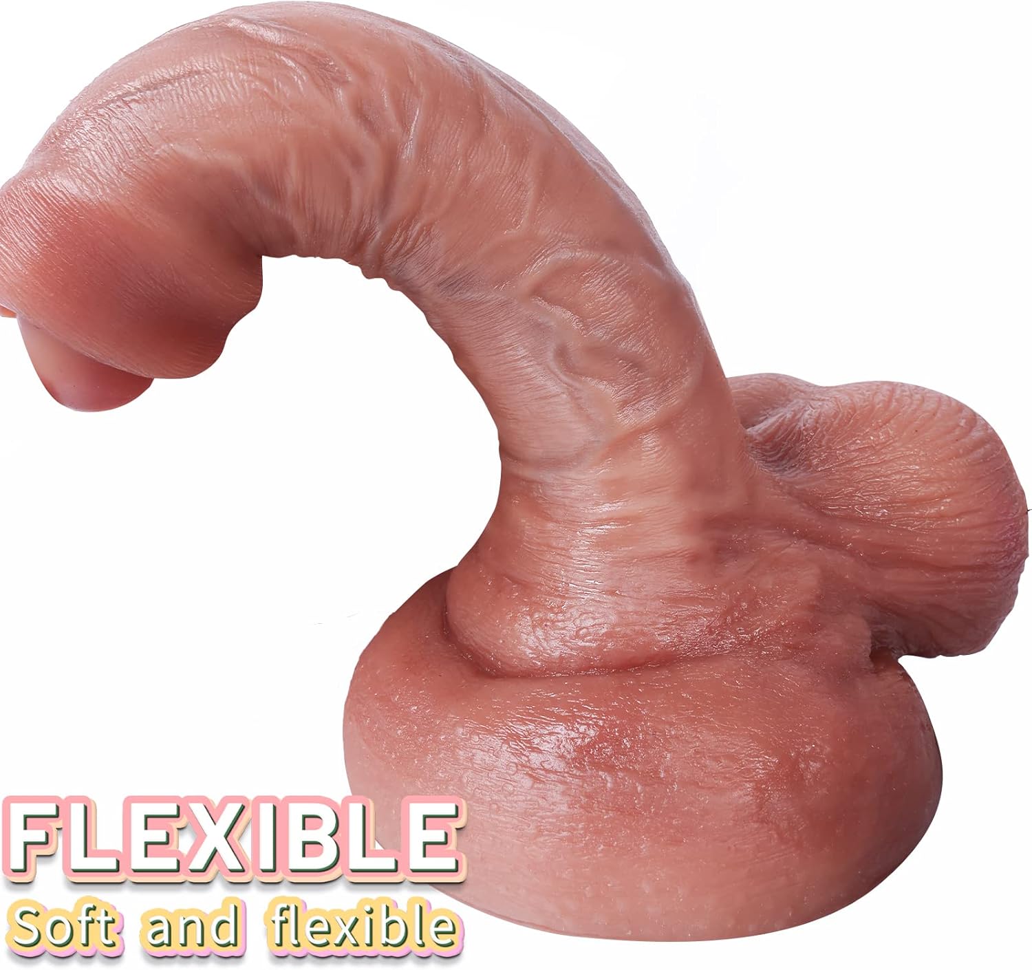 20.4 CM Courbé Prepuce Texturées Gode Réaliste