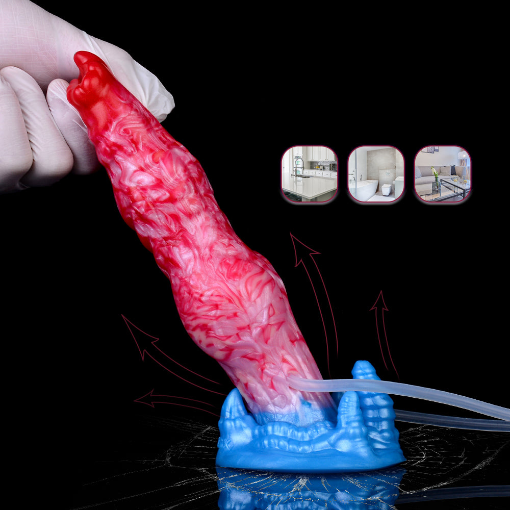 18,6 Cm Gode Chien Gonflable Éjaculateur En Silicone