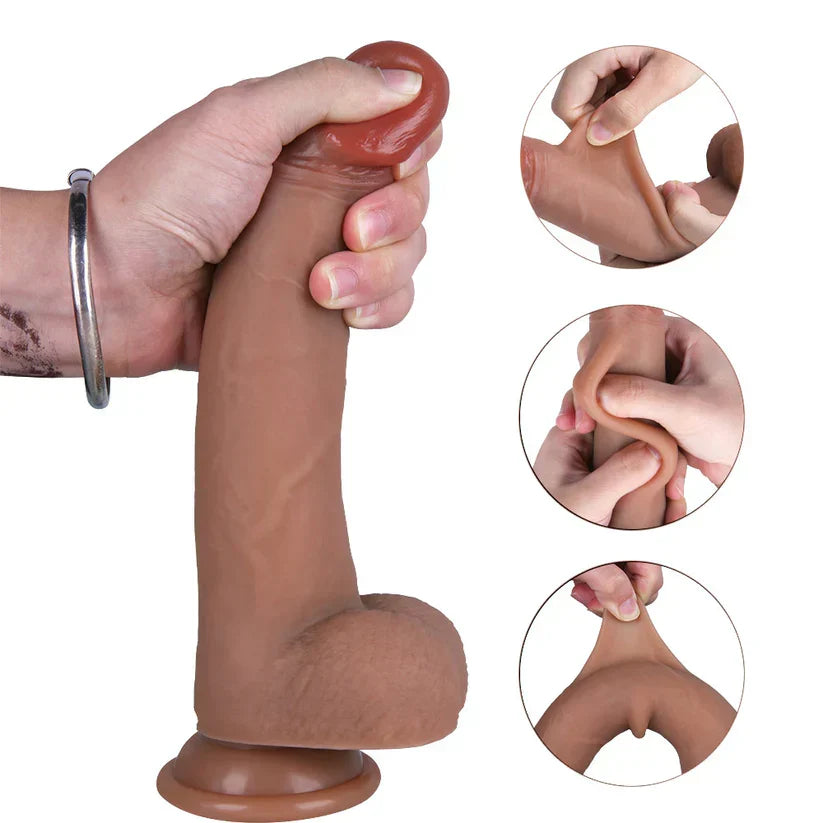 Gode Réaliste Épais Double Densité en Silicone 22 cm