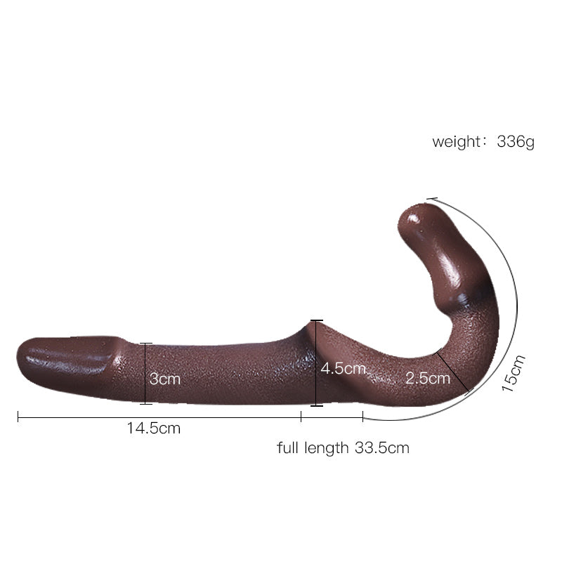 Gode Ceinture Sans Harnais Réaliste Marron Souple 33,5 cm