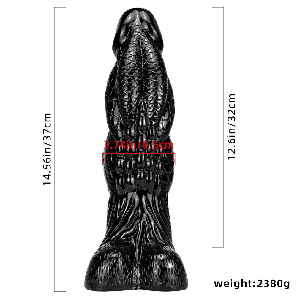 Gode Geant Dragon Noir De 37 CM De Long
