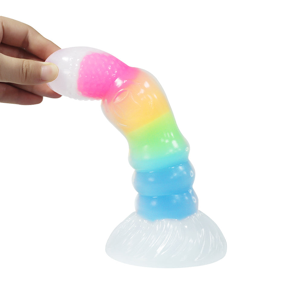 Gode Lumineux Arc-en-Ciel Transparent en Silicone 20 cm