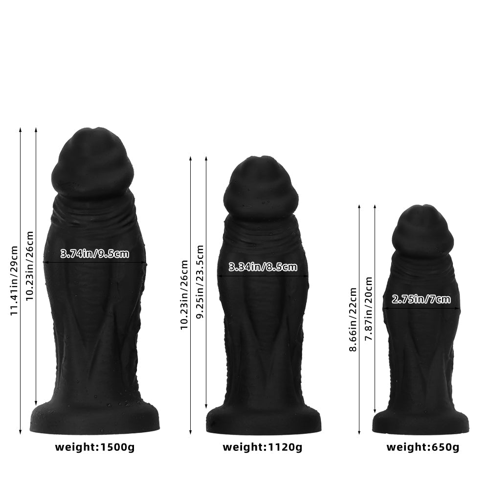 Gros Gode Noir XXL Courbé en Silicone