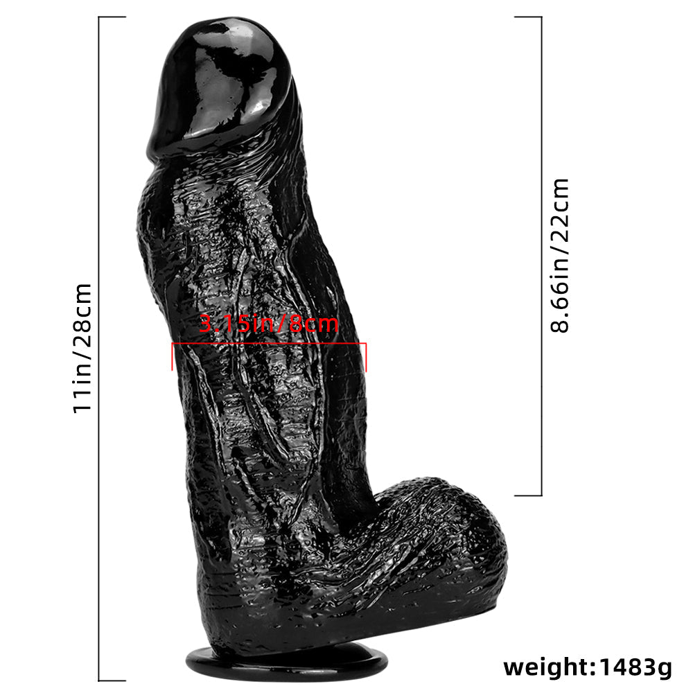 8 cm de Diamètre Ultra Épais Gros Gode Noir
