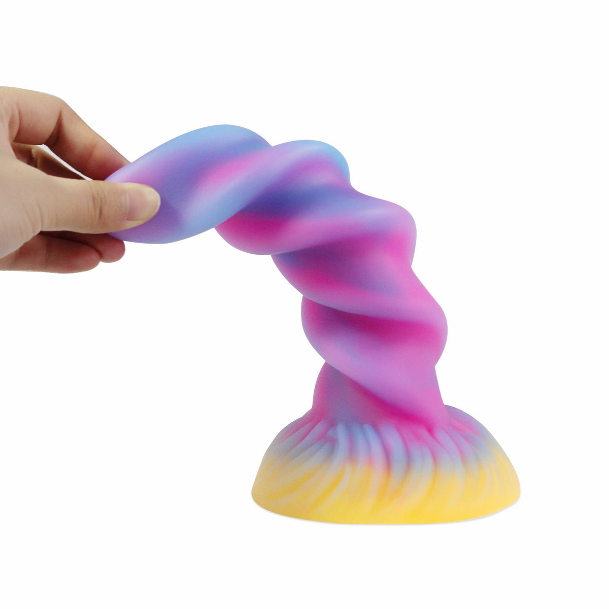 Gode Lumineux Fantasy Nervuré en Silicone 21 cm